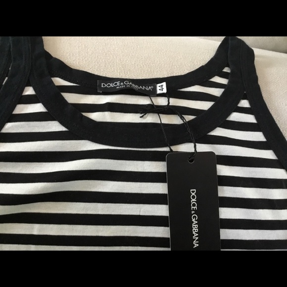 AUTHENTIC DOLCE & GABBANA WHITE AND BLACK STRIPE TANK TOP SIZE 44 IT ( 4-6 US ) - Picture 4 of 7